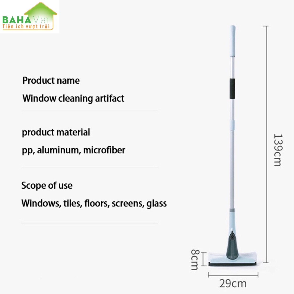 CÂY LAU - GẠT KÍNH ĐA NĂNG TỰ ĐỘNG PHUN XỊT NƯỚC "BAHAMAR" Đơn giản hóa việc LAU KÍNH từ kính cửa, vách kính... và giảm tối đa thời gian dùng cho việc vệ sinh kính.