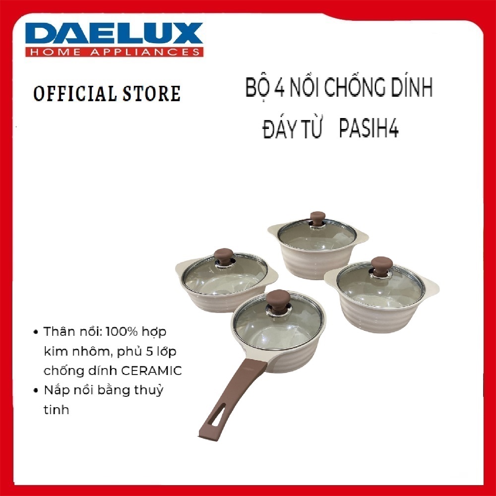 Bộ Nồi Đáy Từ Chống Dính 4 Món Ecoramic PASIH4 (24-22-20-18 cm)