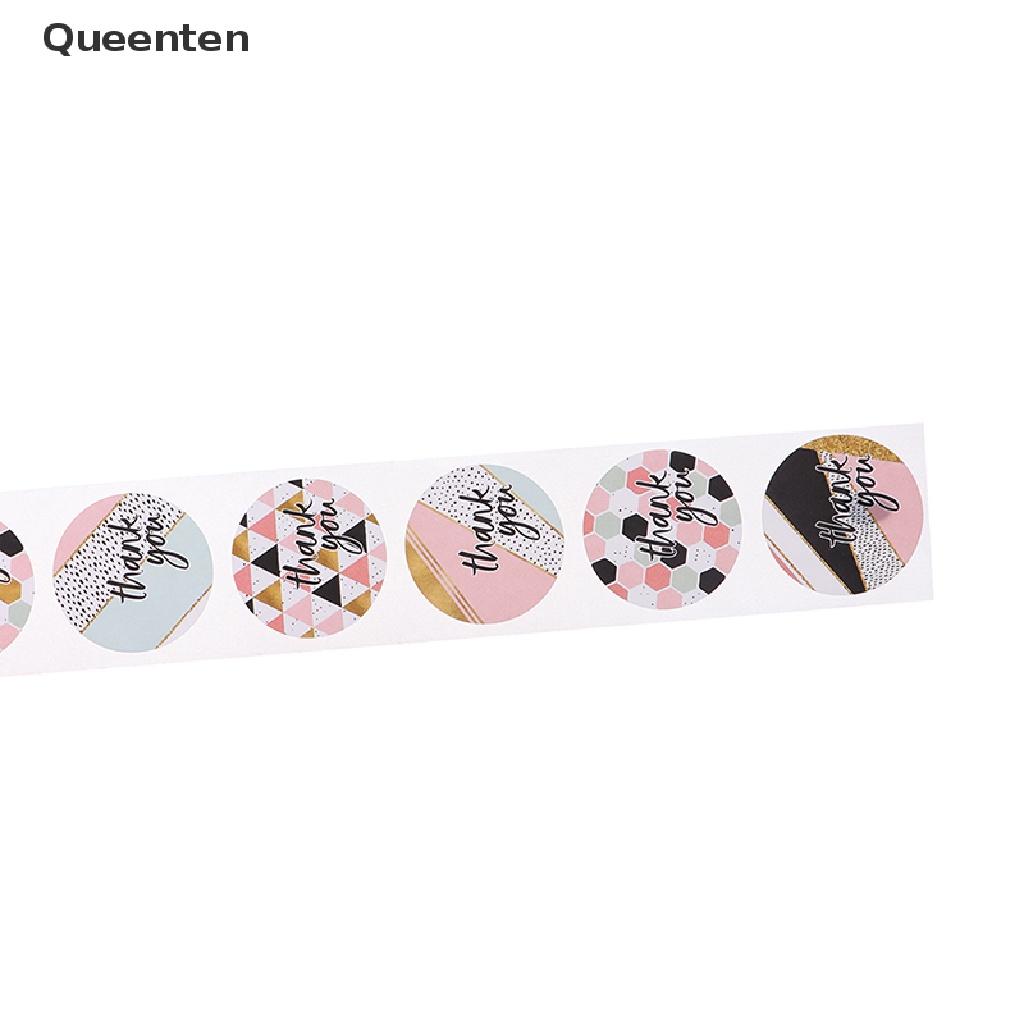 Queenten 500pcs/roll Pink plaid Stickers for seal label Sealing decoration Sticker QT