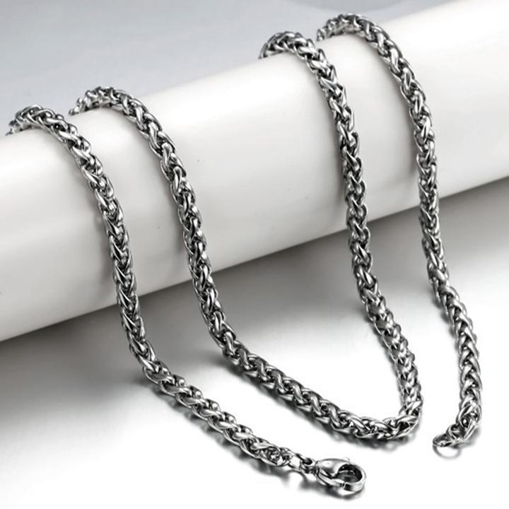 Dây chuyền cao cấp đẹp nam titan thép không gỉ bông dừa xoắn trangsucpt kích cỡ 3mm trắng PTDCNA16