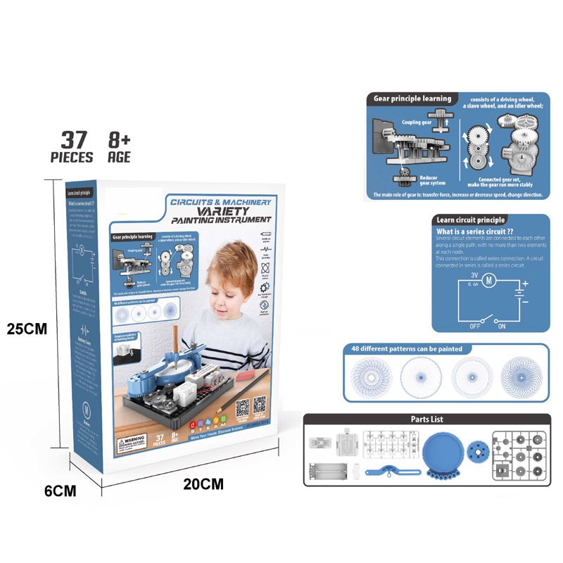 BỘ LẮP RÁP MẠCH ĐIỆN CHUYỂN ĐỘNG - MÁY VẼ 48 HÌNH SPIROGRAPH (CIRCUITS &amp; MACHINERY VARIETY PAINTING INSTRUMENT) - ĐỒ CHƠI TRÍ TUỆ