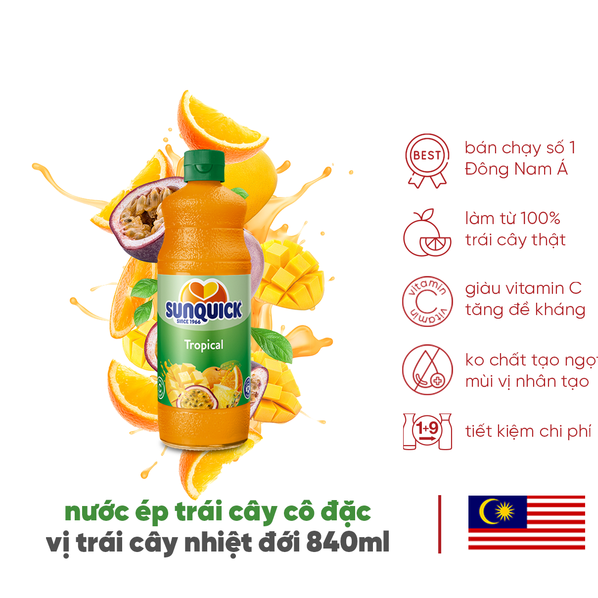 Nước ép xoài Sunquick Mango Juice 840ml