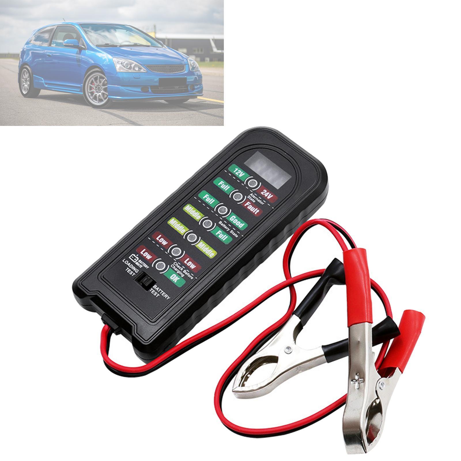 Car Battery Tester Auto Tester Tool Automotive Load Tester Indicator 12V 24V Car Battery Analyzer Premium Durable High Performance