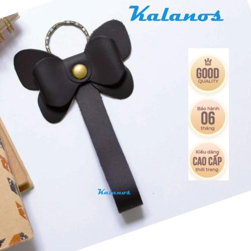 Móc khóa da bò cao cấp độc đáo sang trọng Kalanos KMKN20-Den, Móc khóa da màu đen sành điệu