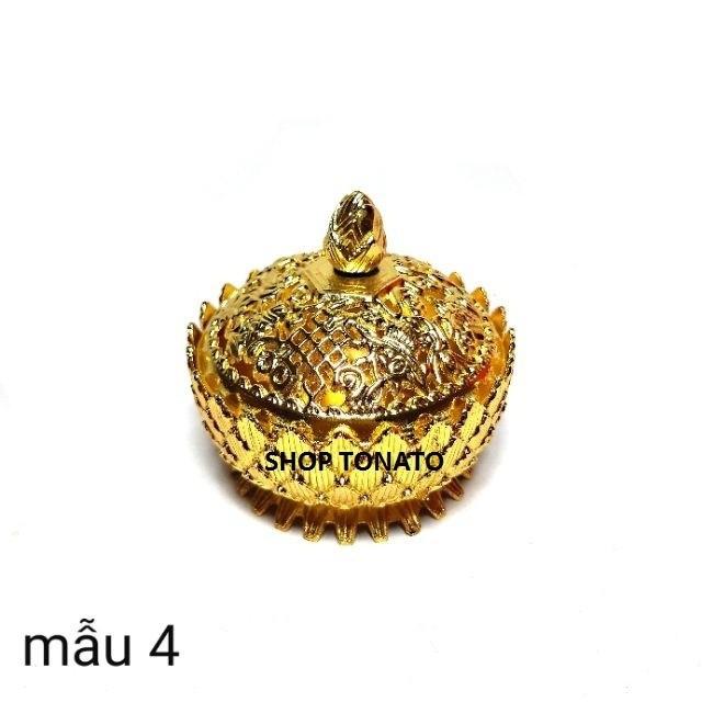 (MUA NHIỀU GIẢM GIÁ)LƯ XÔNG TRẦM HỢP KIM MINI SEN CHẠM NHỎ tặng 3 nụ trầm CAO 5CM