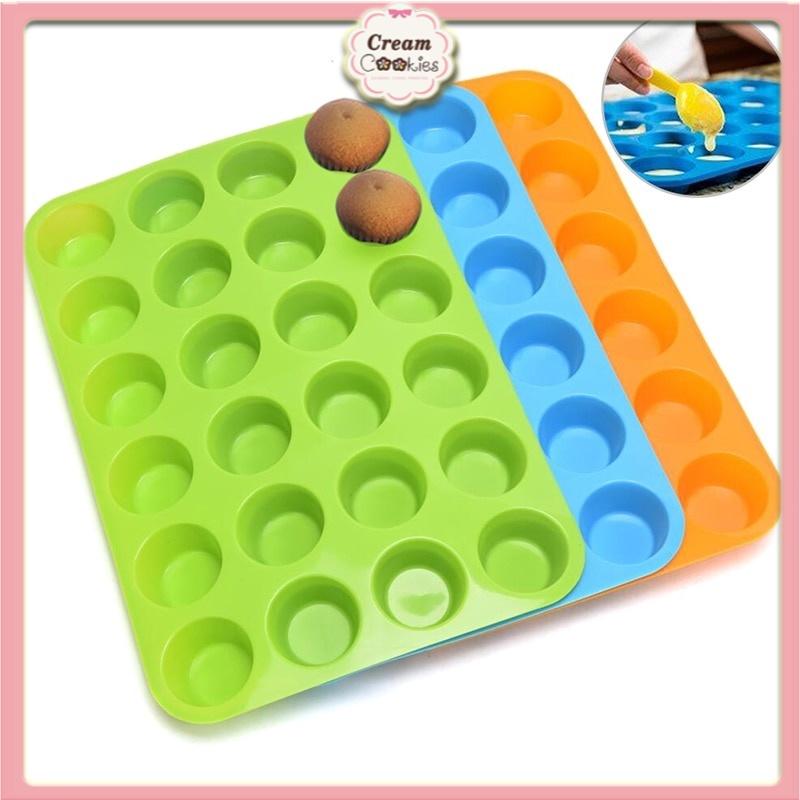 Khuôn Silicone 24 Khoang Khay Chảo Ốp Mini Cupcake Cookie Máy Nướng Khuôn Nướng Bánh Muffin Cốc Silicone