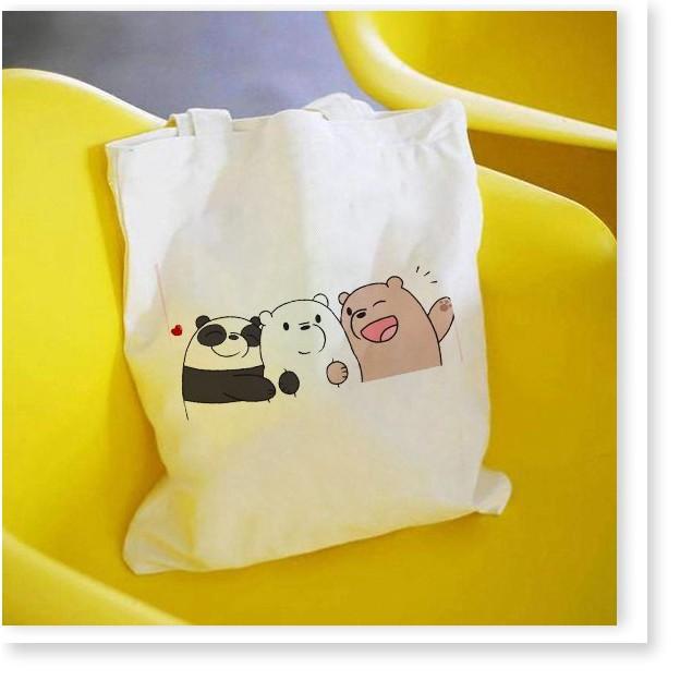 Túi tote vải bố đeo vai canvas Gấu We Bare BearsT6 PHONG CÁCH AOMI