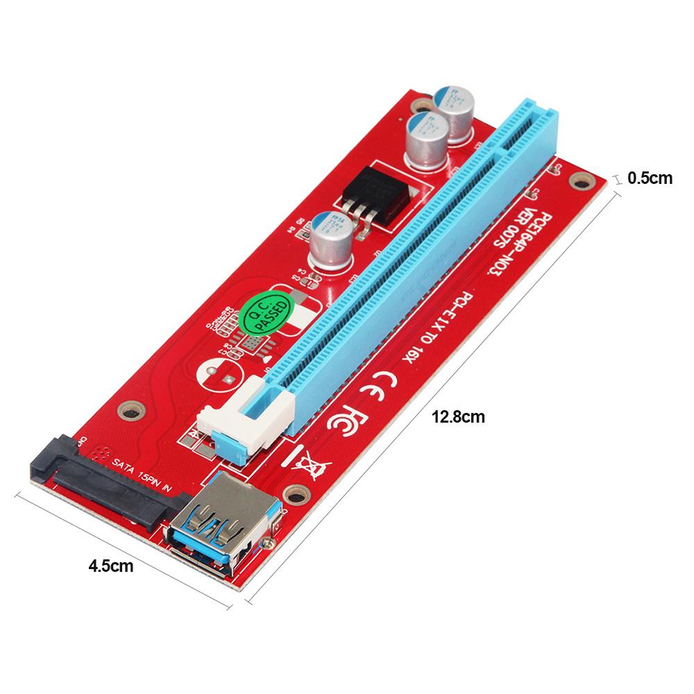 Bộ chuyển đổi PCI Express Cáp USB 3.0 15Pin cấp nguồn SATA chuyên nghiệp VER007S 0.6M PCI-E 1X đến 16X Riser Card Extender