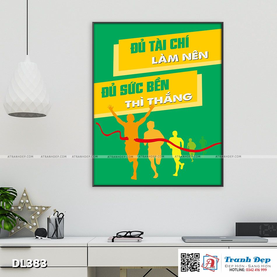 Tranh động lực trang trí phòng làm việc - Đủ tài chí làm nên, đủ sức bền thì thắng - DL383