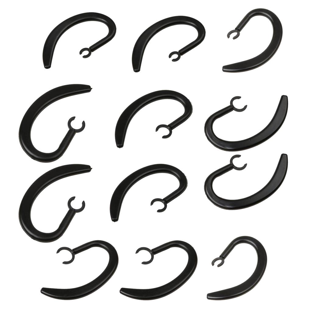 12 Pieces Replacement Earhook Bluetooth Headset Earpiece Ear Hook Clip Black