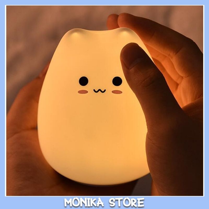 Đèn ngủ silicon đèn trang trí cảm ứng hình mèo dễ thương