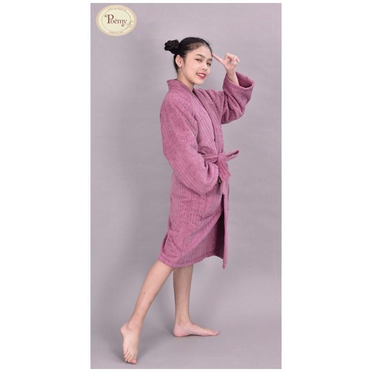 Áo choàng tắm cỡ Trung POÊMY SỌC GÂN