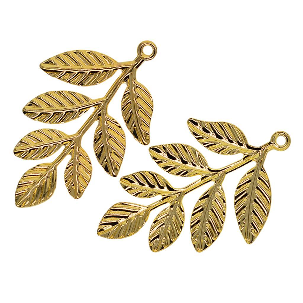 30x Assorted Color Leaf Filigree Branches Charms Pendants DIY Making Crafts