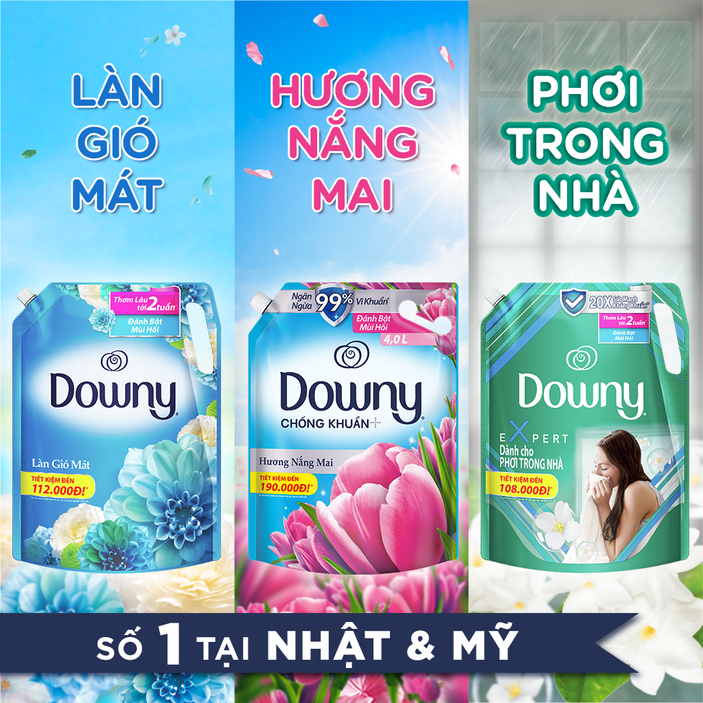 Combo 2 Nước Xả Vải DOWNY Hương Nước Hoa Cao Cấp Túi 3.5L