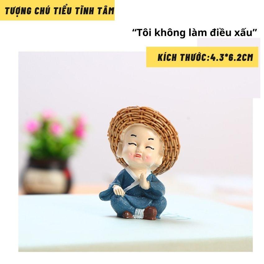 Bộ tượng 4 chú tiểu, tượng trang trí tạo hình chú tiểu mini