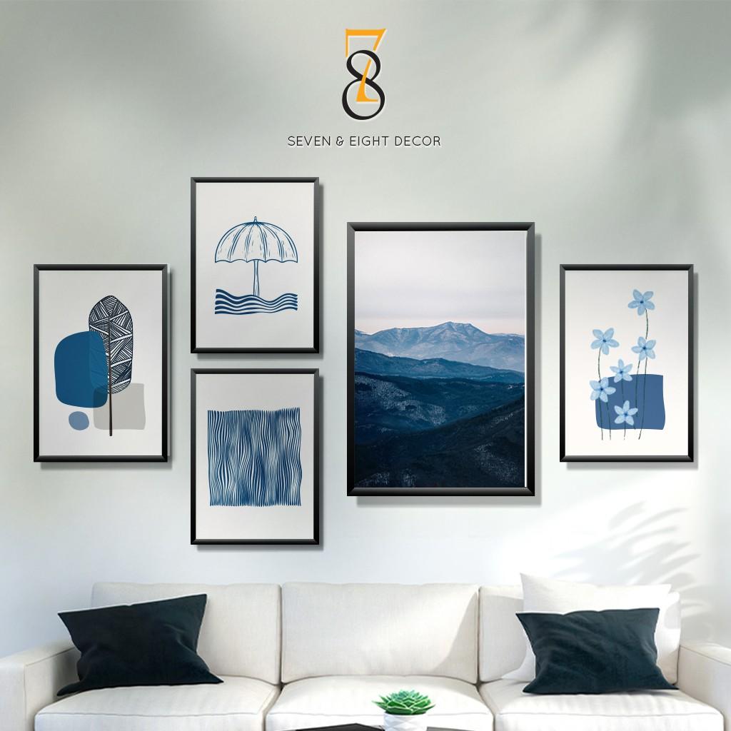 Bộ 05 Tranh Xanh Dương Dịu Mát