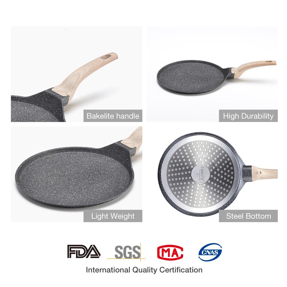 Chảo chống dính làm bánh Crepe cán gỗ Carote Essential Woody Crepe Pan 28cm Chảo làm Pancake Phủ chống dính đá Maifan