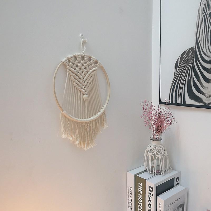 Macrame dreamcatcher vòng tròn trang trí tường homestay, phòng ngủ xinh xắn
