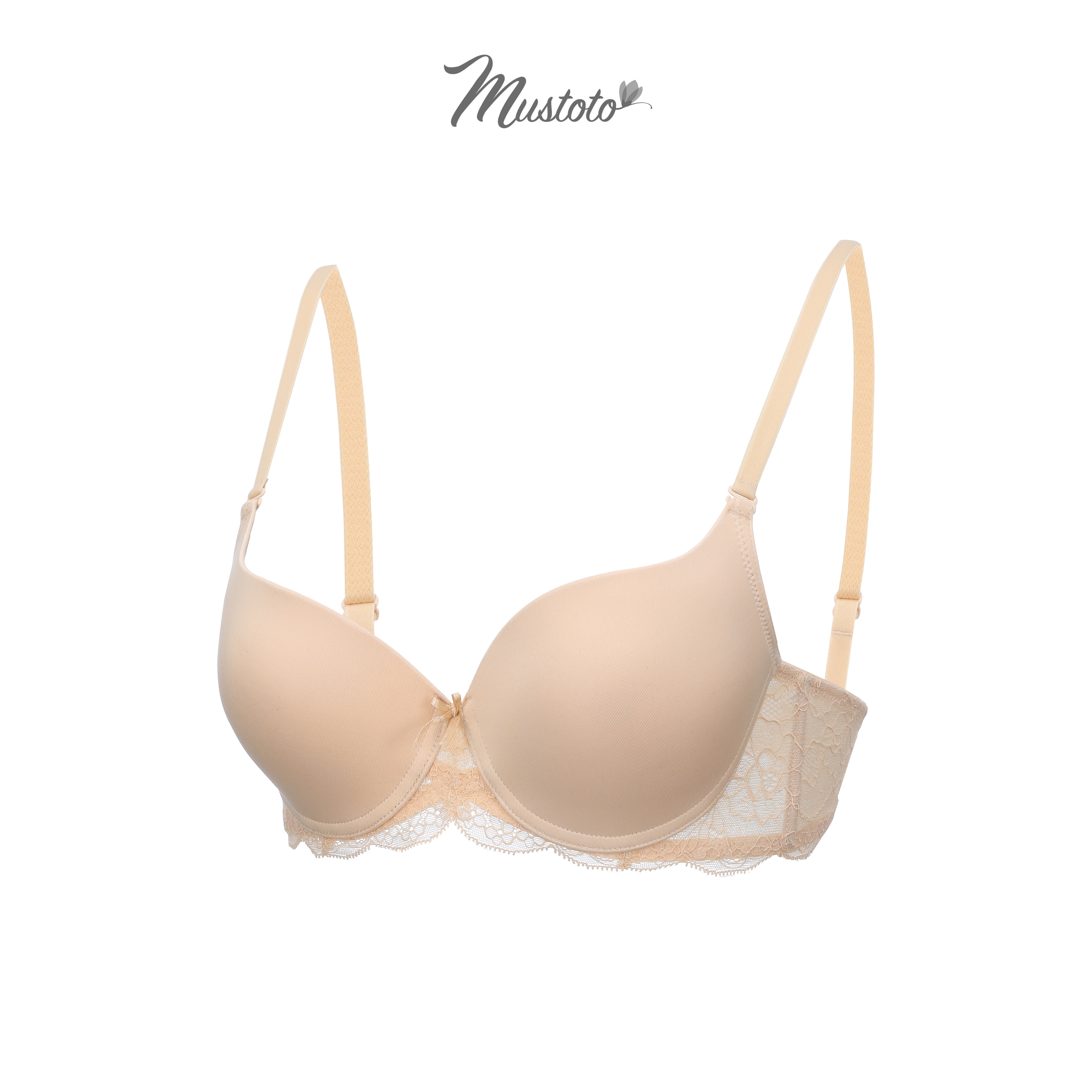 Áo Lót Nữ Mút Vừa Nâng Ngực Trơn Phối Ren Bra Osaka (Mustoto MA23)