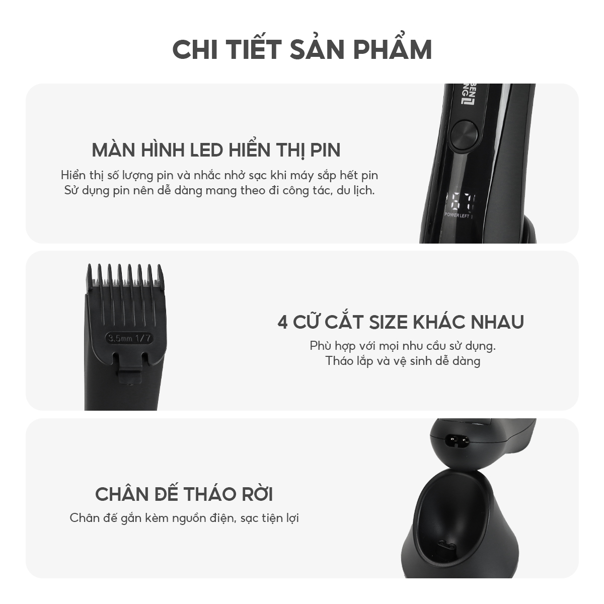 Máy cạo râu, tông đơ mini Lebenlang LBL3022 công suất 5W, Pin 600mAh, IPX5, BH 2 năm - hàng chính hãng