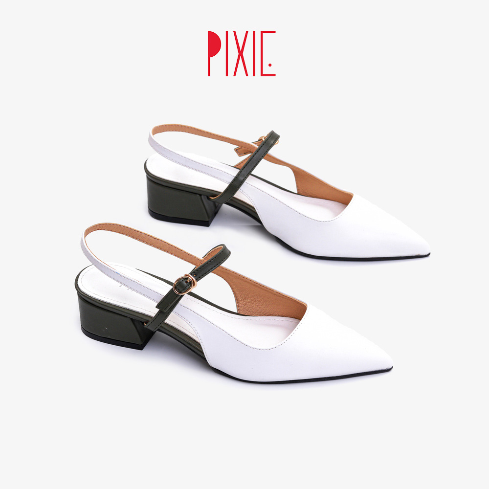 Giày Cao Gót 3cm Hở Gót Quai Ngang Mix Nhiều Màu Màu Vàng Pixie P244