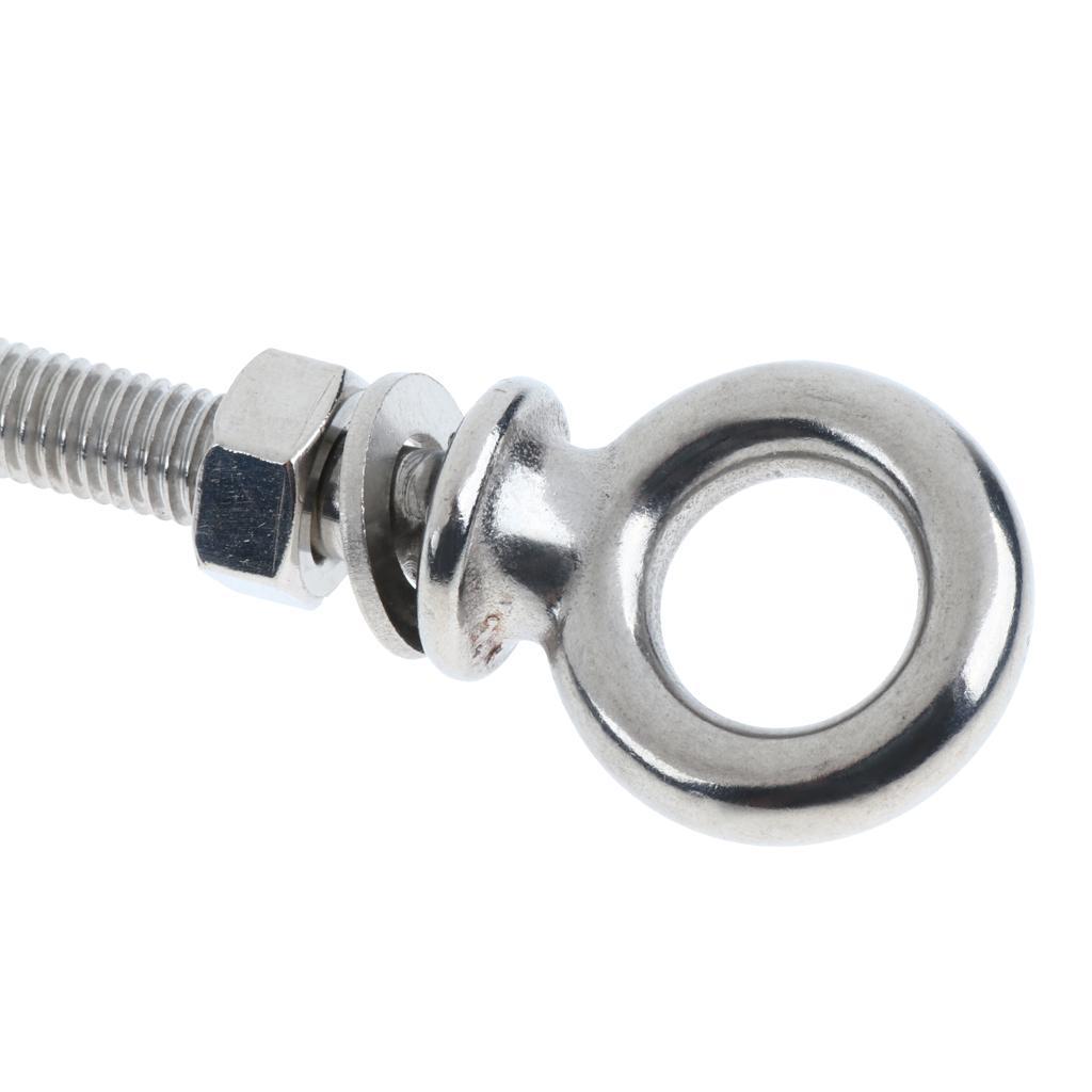 2Pcs M8 80mm Threaded Lifting Eye Bolt Ring Tie Down Stainless Steel