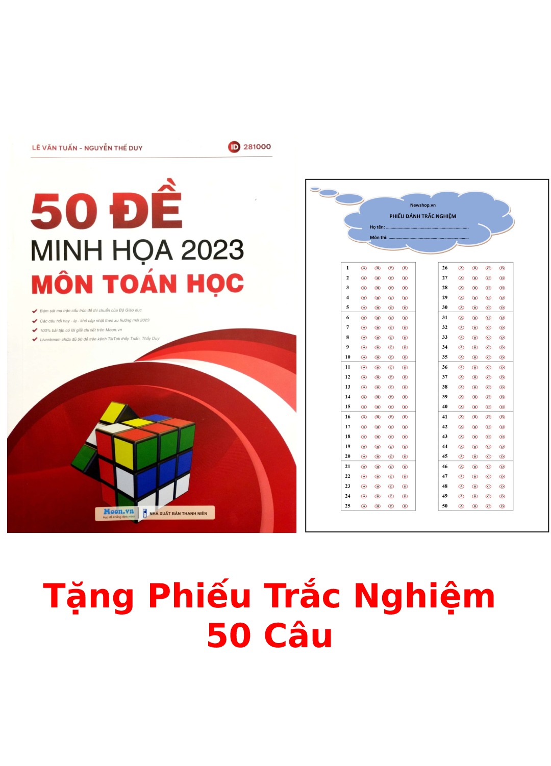 50 Đề Minh Họa 2023 Môn Toán Học + Tặng Phiếu Trắc Nghiệm 50 Câu _MOON