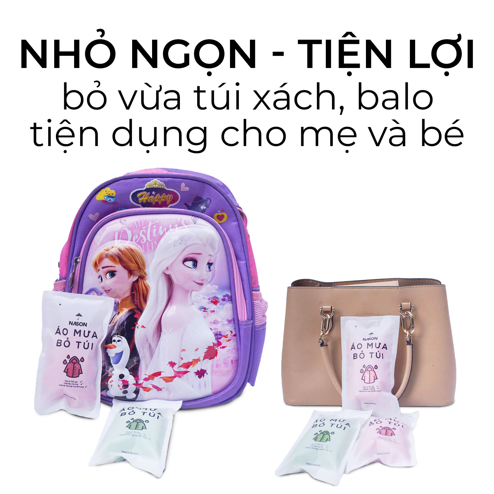 Áo mưa bỏ túi Nason tiện lợi, nhỏ gọn, dễ dàng mang theo, mỏng nhẹ, chống thấm nước - Hàng Chính Hãng