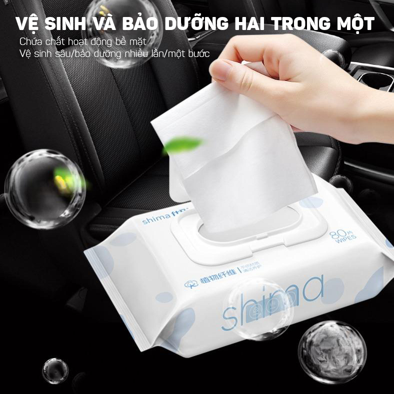 Khăn Ướt Đa Năng Lau Sạch Vết Bẩn Và Bảo Dưỡng Nội Thất Da Ô Tô, Đồ Da Như Mới Tiện Lợi SHIMA - Hàng Nhập Khẩu