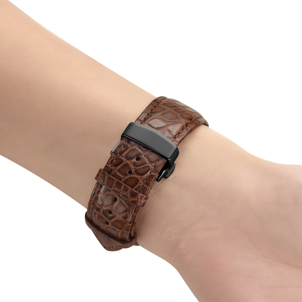 Dây Da Cá Sấu France Khóa Bướm Chống Gãy dành cho Apple Watch 42/44/45/49mm