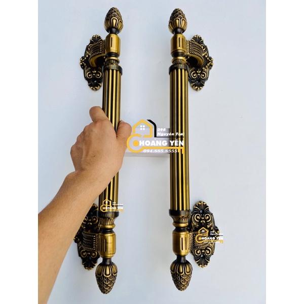 Tay nắm cửa bằng đồng ngả EL, tay nắm cổng bằng đồng cho cửa cổng gỗ, sắt, nhôm kính 46 và 60cm
