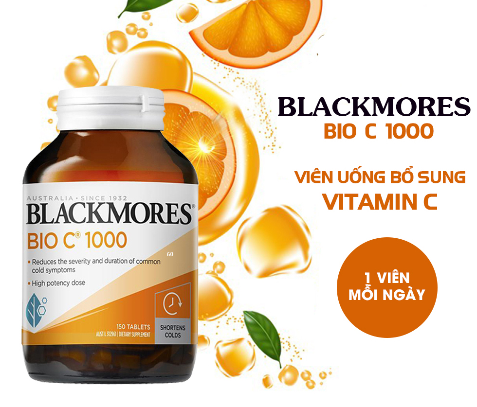 Viên Uống Bổ Sung Vitamin C Blackmores Bio C Hộp 31 viên 1000mg Hỗ Trợ Tăng Đề Kháng, Sáng Da