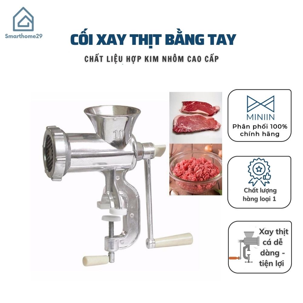 Máy Xay Thịt Bằng Tay Đế Kẹp Bàn - Cối Xay Thịt Quay Tay Đa Năng Không Gỉ, Nhỏ Gọn, Tiện Dụng - Hàng Loại 1 - Chính Hãng MINIIN