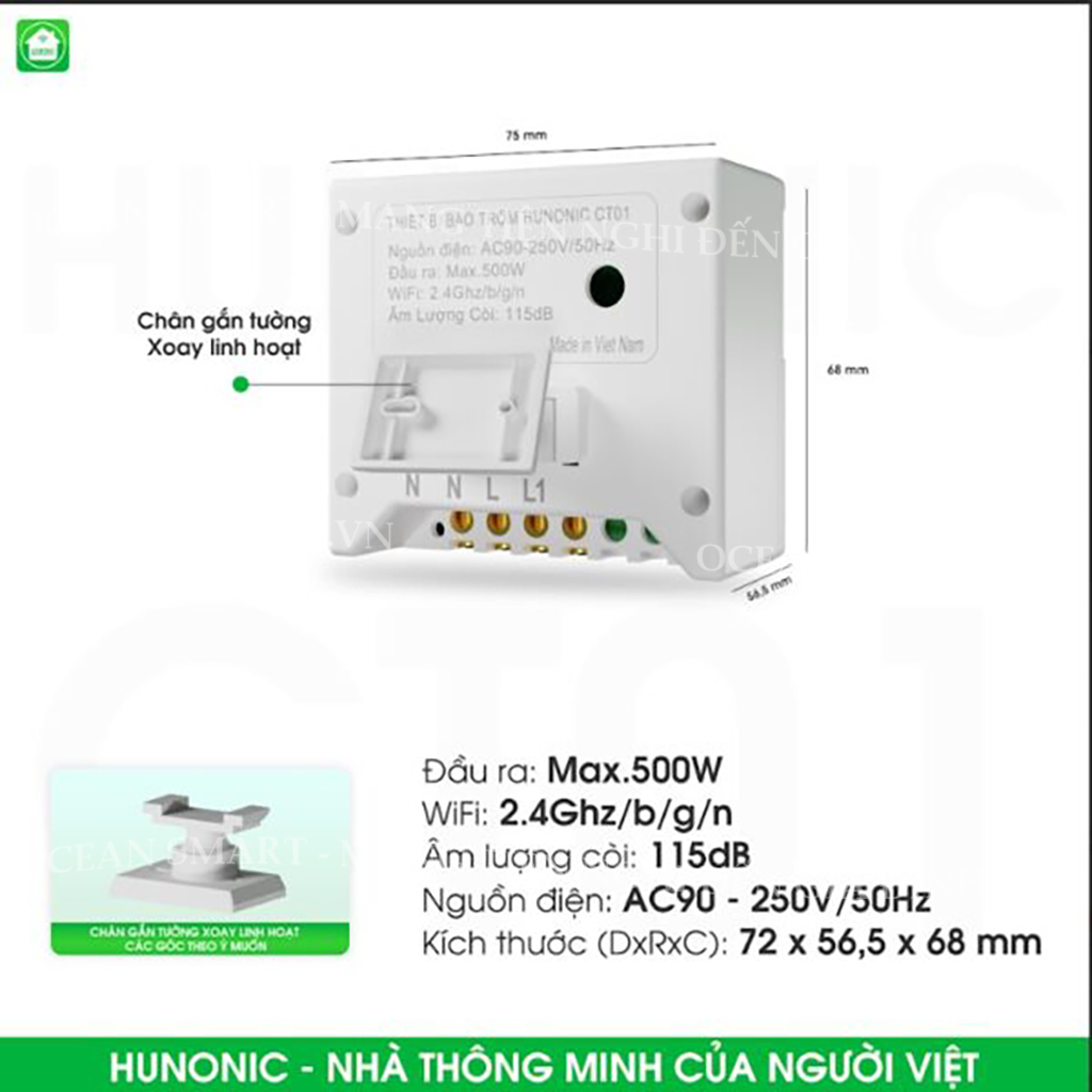 Thiết Bị Chống Trộm Và Báo Khách Đa Năng Hunonic, Gửi Thông Báo Về Điện Thoại - HNCT01