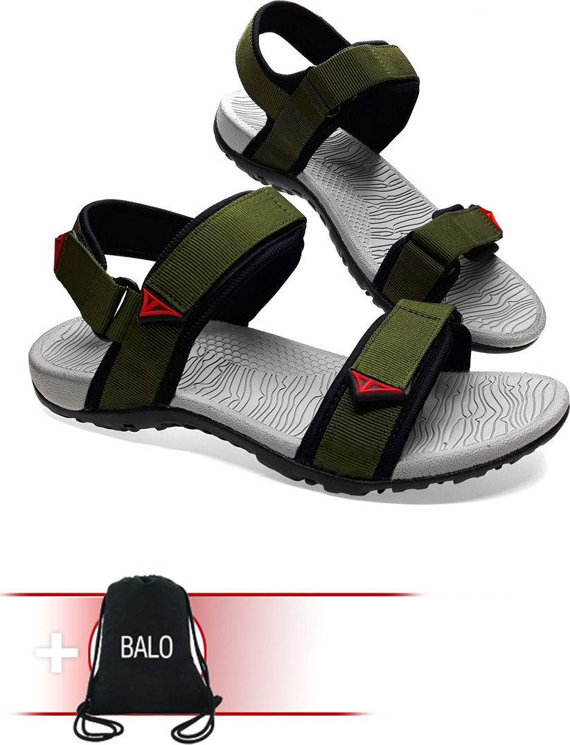 Giày Sandal Việt Thủy Quai Ngang VT01 - Xanh Rêu - Tặng Kèm Balo Túi Rút