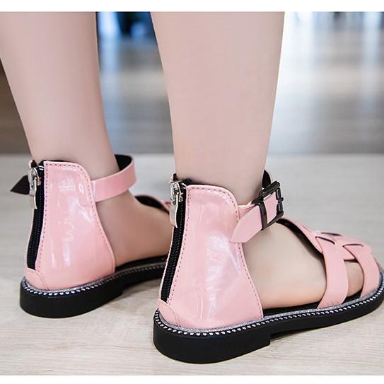 Giày Sandal Chiến Binh Bé Gái Da Bóng Kiểu Dáng Hàn Quốc Cho Bé Từ 3 - 10 Tuổi