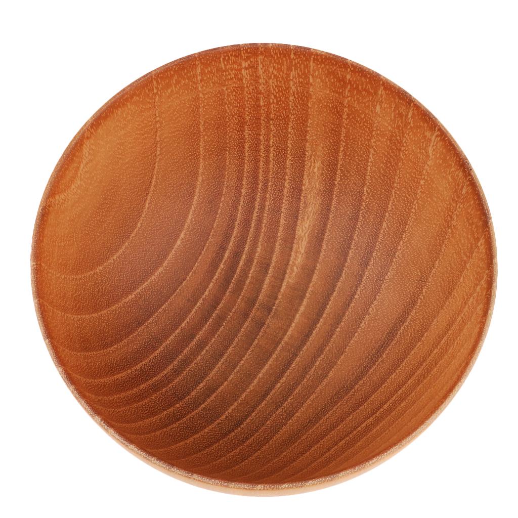 Round Wooden Cereal Bowl Food Container Camping Dinner Lunch Tableware