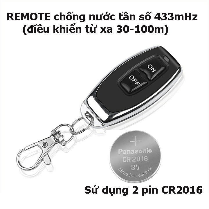 Bộ công tắc điều khiển từ xa 100m 30A 220V bật tắt máy bơm nước máy rửa xe công suất lớn có học lệnh