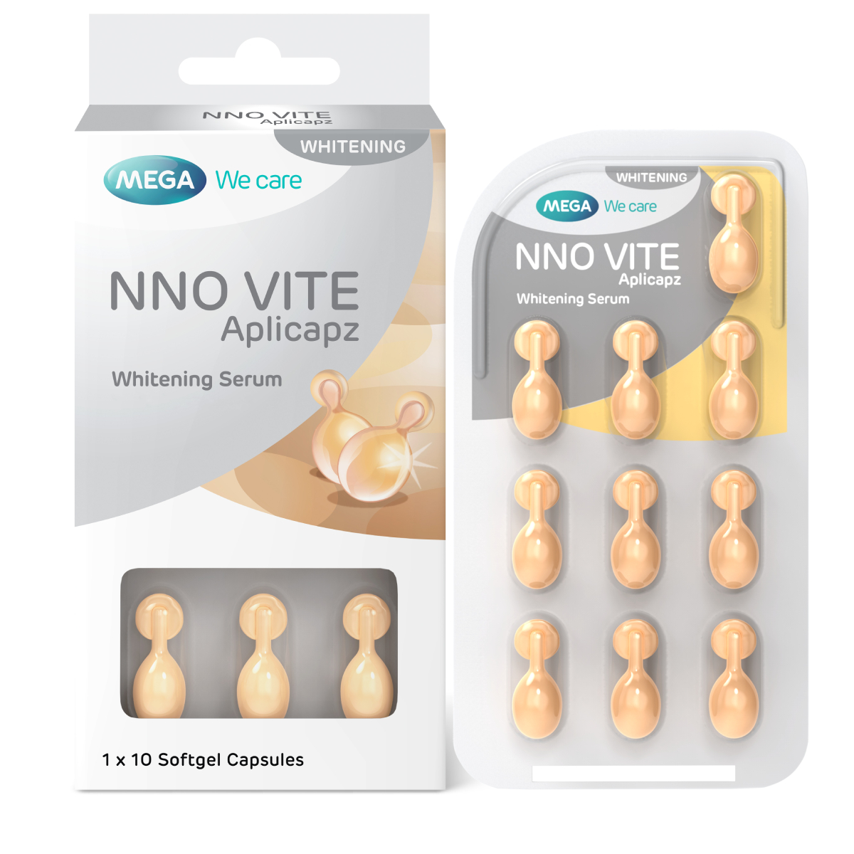 Serum dưỡng trắng da, mờ đốm nâu, đều màu da - Vitamin C, Vitamin E, Bisabolol - NNO VITE Mega We Care