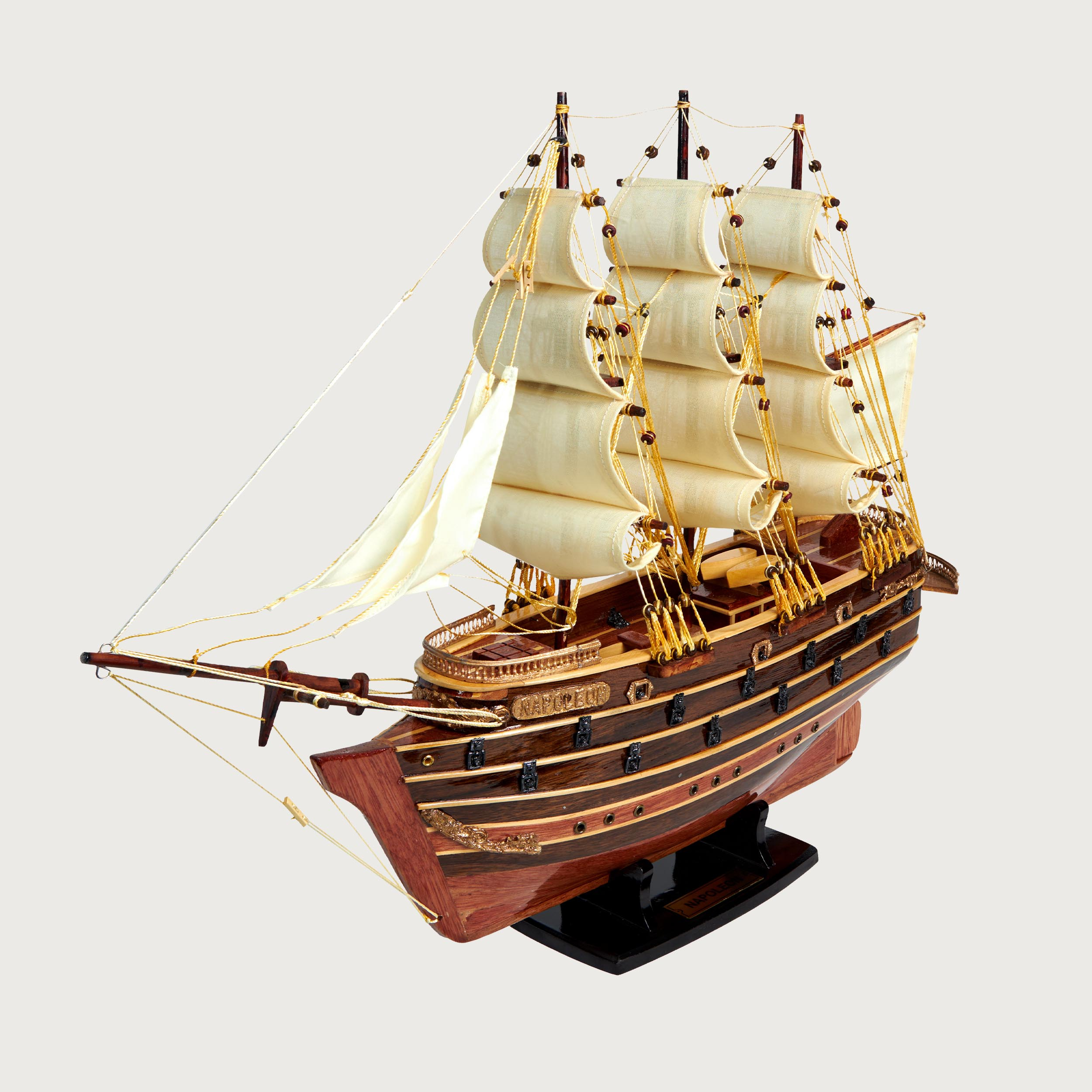 Mô Hình Tàu Gỗ Chở Hàng Napoleon cao cấp, gỗ tự nhiên, lắp ráp sẵn 1st FURNITURE bằng gỗ tự nhiên cao cấp sang trọng