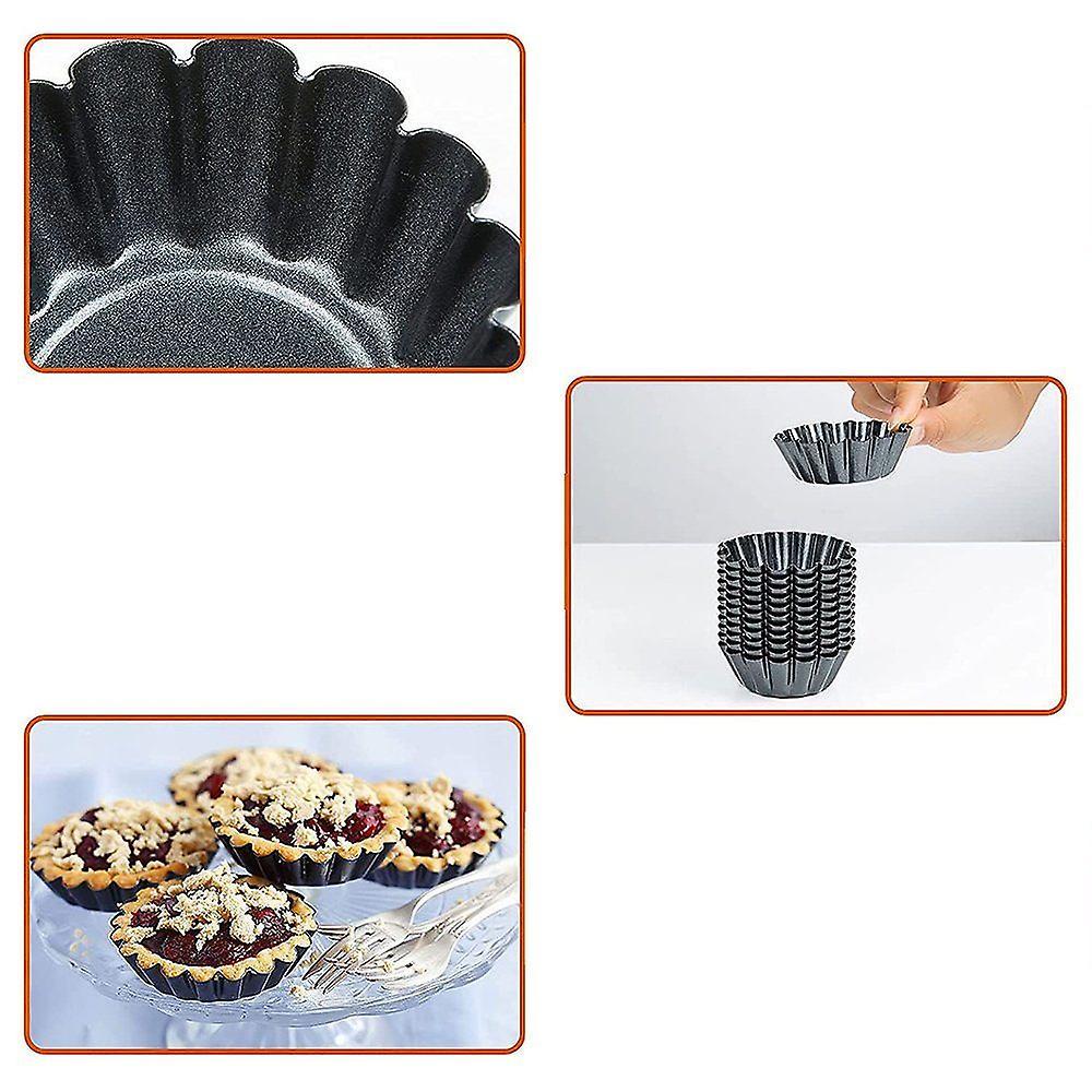 Khuôn bánh trứng, 12 khuôn bánh tart trứng bằng thép không gỉ, bánh có thể tái sử dụng bằng thép carbon, chảo cookie