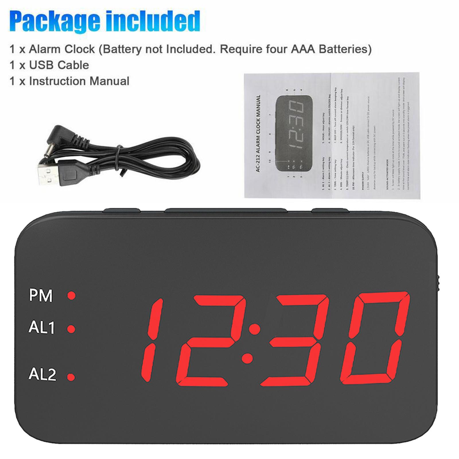 Digital Clock Led LED Display Snooze Desk Temperature Display Red