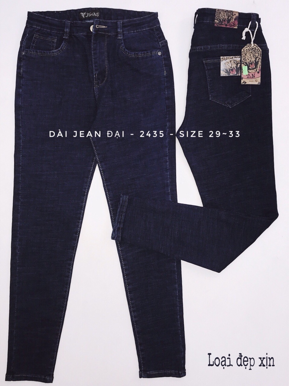 Quần jean dài xanh đậm big size co dãn mạnh