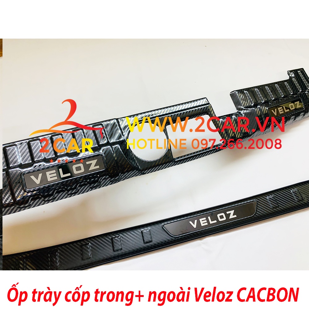 Ốp chống trầy cốp trong, ngoài xe TOYOTA VELOZ 2022-2023 chất liệu CACBON cao cấp
