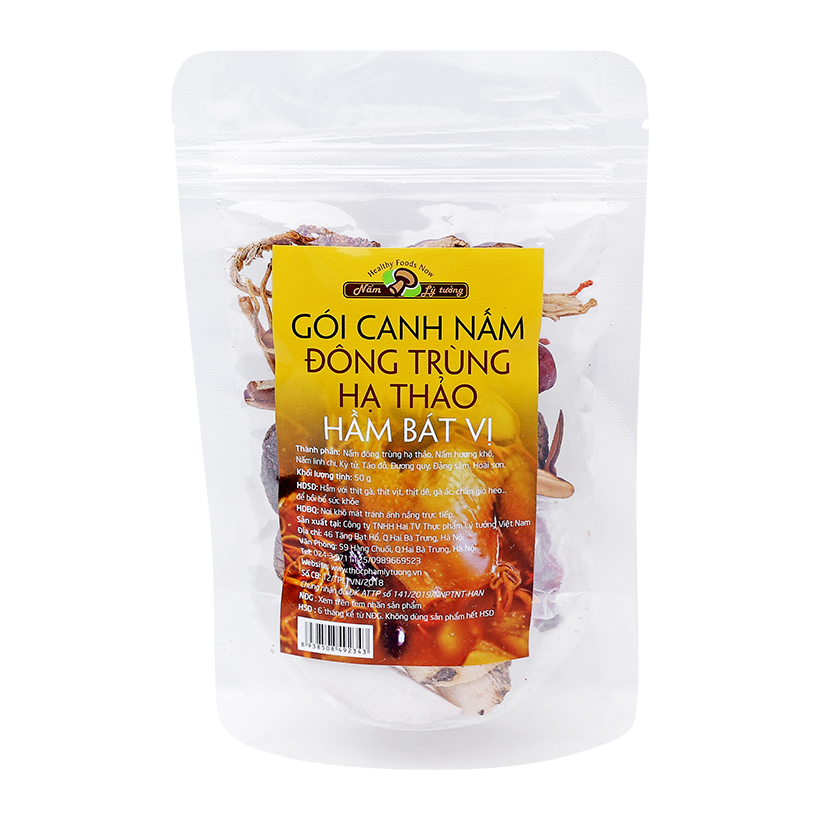 Gói Canh (Lẩu) Nấm Đông Trùng Hạ Thảo Hầm Bát Vị Lý Tưởng 50g, Set Nguyên Liệu Làm Lẩu Tại Nhà, Gói Canh Bát Vị