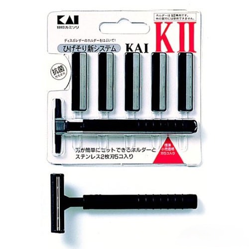 Dao Cạo Râu 2 Lưỡi Kép Thân Nhựa Kai 003309 Set 1 Thân 5 Lưỡi Dao