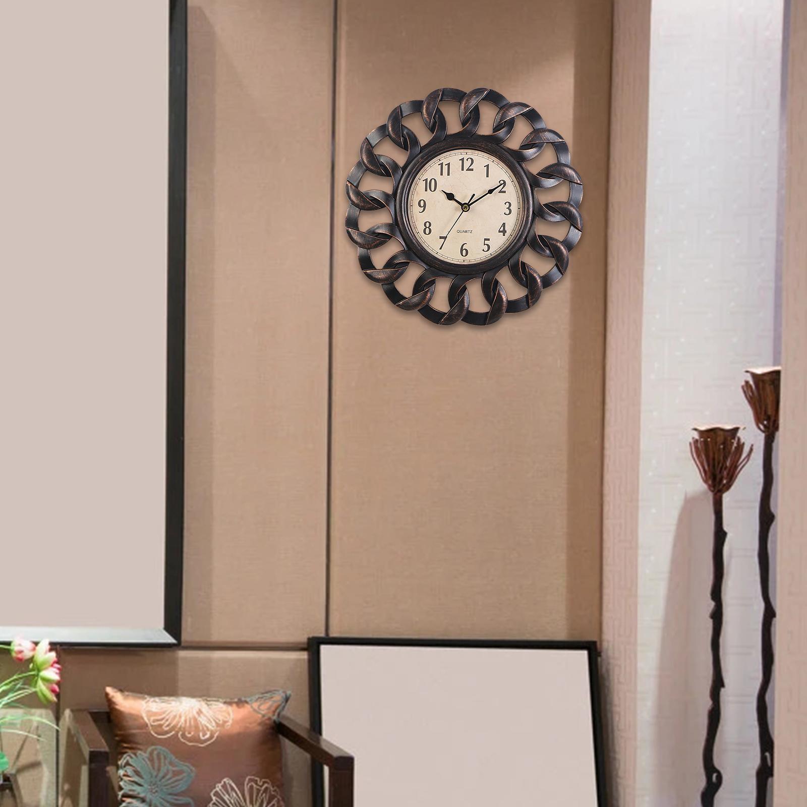 Retro Wall Clock, Round Non Ticking Hanging Clocks for Bedroom Coffee shop decorationation