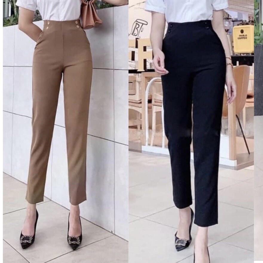 Quần nữ chất vải tuyết mưa công sở cạp cao