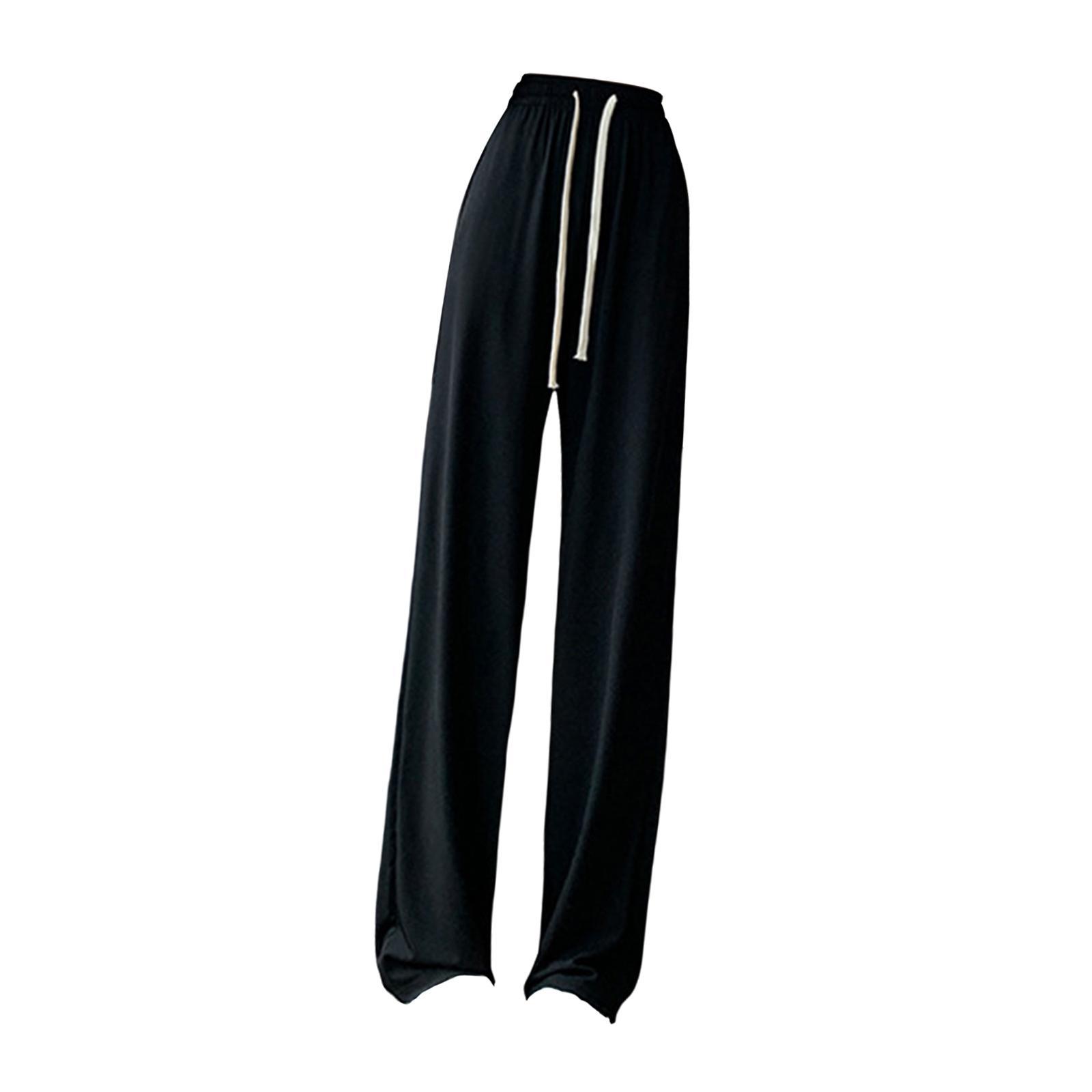Womens Wide Leg Pants, Long Pants High Waist Pants All Match Girls Female Casual Lady Lounge Pants Loose Pants Straight Black Pants