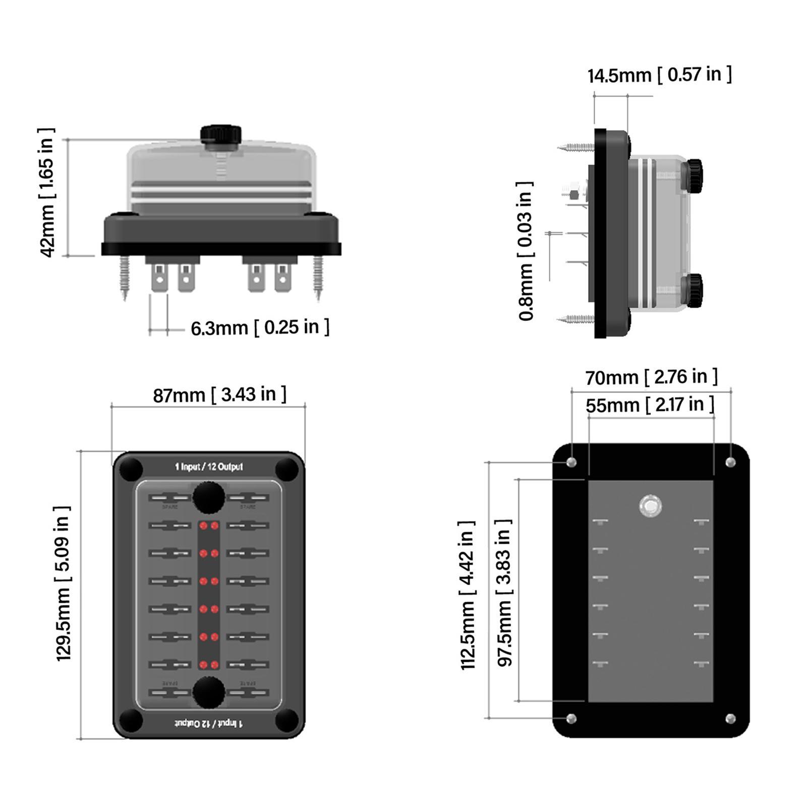 Multi Way Waterproof Fuse Box Automotive RV Van Vehicle Boat Marine Fuse Block